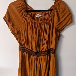 Twik Mustard Brown Peasant Romper, Size Large